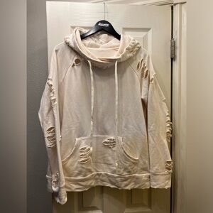 Alo Distressed Cream Hoodie M